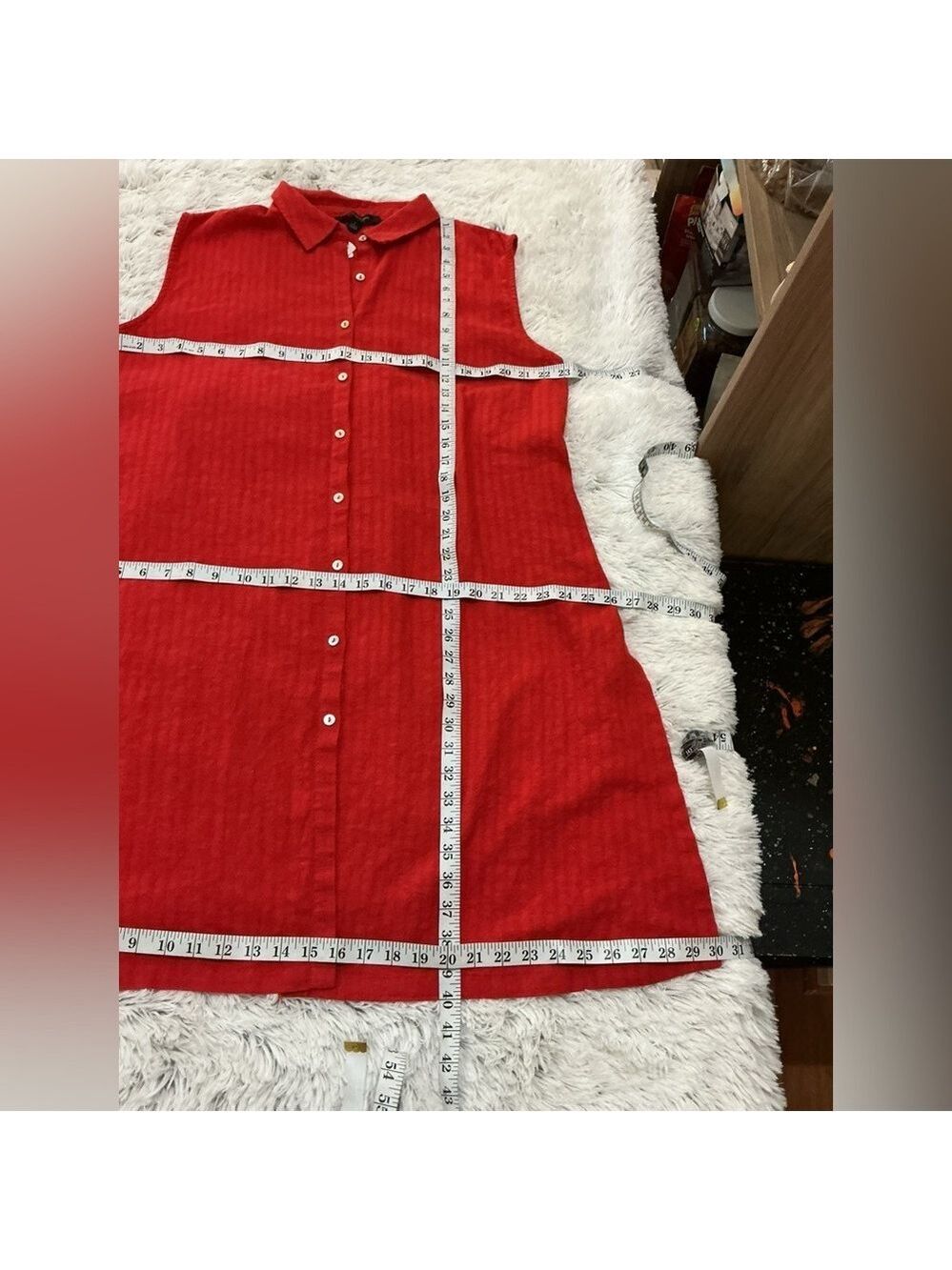 Marc New York linen Red Sleeveless Shirt Dress Womans Size Large NWT - Picture 10 of 12